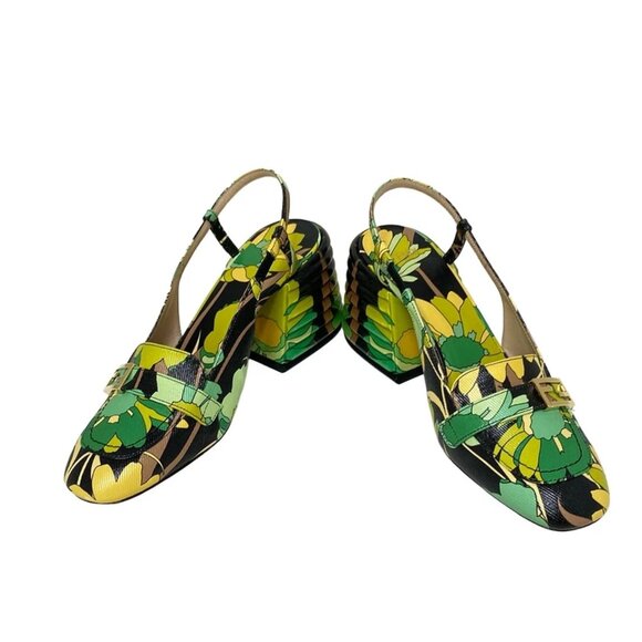 FENDI - Black Yellow Green Multi PVC Women's Sandals 451-072925 - Picture 2 of 6